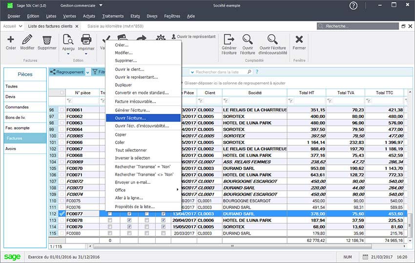 Vous gérez l'intégralité de votre activité avec un seul et même logiciel. Les écritures sont générées automatiquement à la création des pièces commerciales